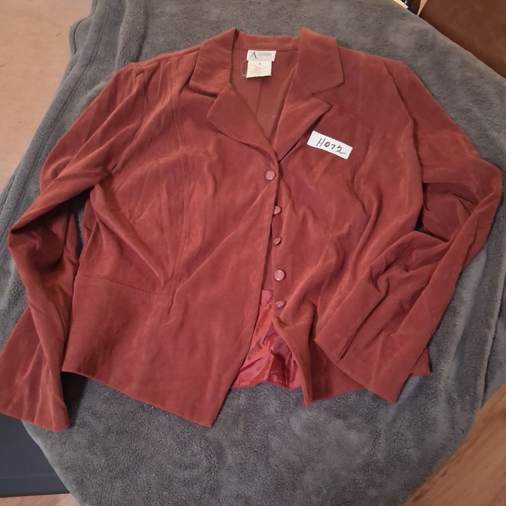 K Studio Faux Suede Blazer Jacket Women Burgundy Red Size 18 Professional Career
